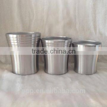 Silver color tea cup with vacuum layer/double-wall insulated water tumbler/saucer drinkware beer mug