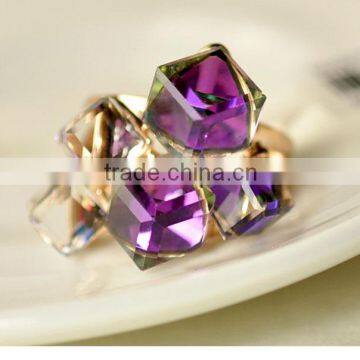 Korean Magic Cubic Zircon Exaggerated Gold Plated Luxury Ring Jewelry For Lady photo-4