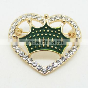 Personalized crown inside the rhinestone heart brooch/High quality brooch for women