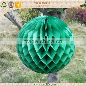 2015 hot new products Christmas ornament dark green colored wave paper honeycomb ball