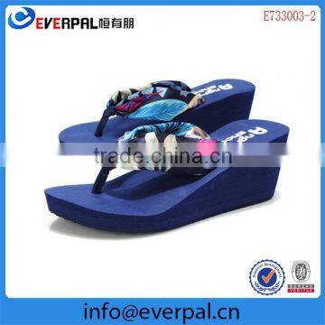 Ladies Printing Sexy Satin Strap Wedge Flip Flop Sandals photo-2