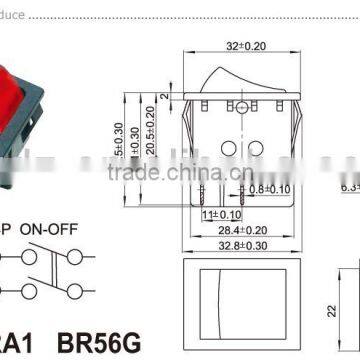 Electrical Double Pole Rocker Switch,6A 250V/10A 125V Red 6pin On-off Rocker Switch photo-5