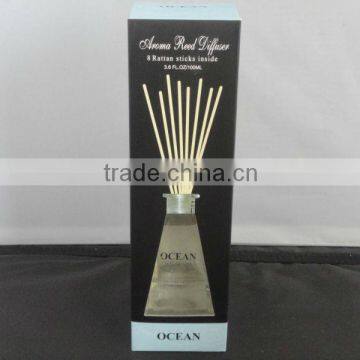 8 Rattan Sticks Ocean Aroma Reed Diffuser in glass bottle
