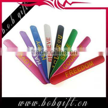 1 inch Colour and special logo printed silicone slap papa wristband