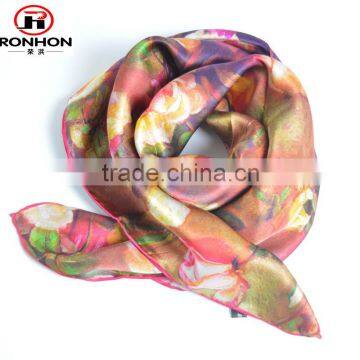 2016 fashion multicolor floral print customized fashion scarf silk scarf