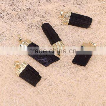 Natural Black Tourmaline Druzy Pendant Simple Design Jewelry Pendant For Men or Women