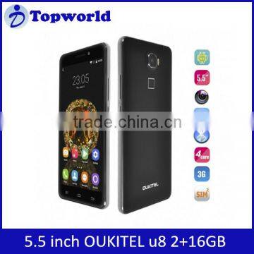 Cheap unlocked 4g cell phone 5.5 inch quad core OUKITEL U8 Fingerprint Identification Android 5.1 smart phone 2+16GB