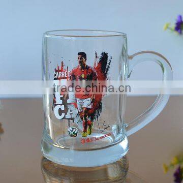 Trade assurance glass beer mug with handle.