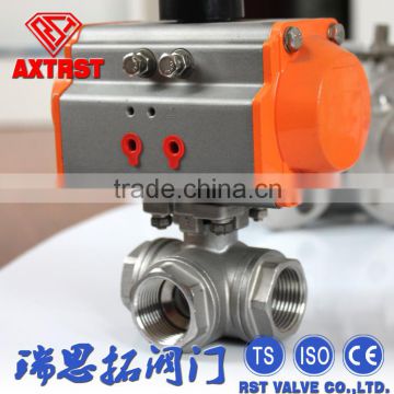 3 Way Stainless Steel Float Ball Valve with Pneumatic Actuators