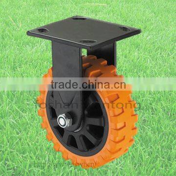 Heavy Duty Non-skid PU 8 Inch Fixed Caster Wheels For Trolley