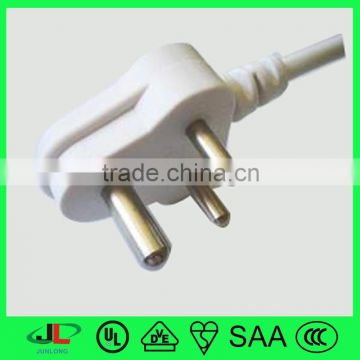 SASB approved white AC electric plug extension cord with three pin plug