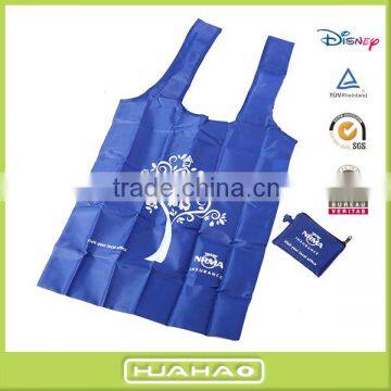 210d shopping foldable polyester bag with zipper pouch