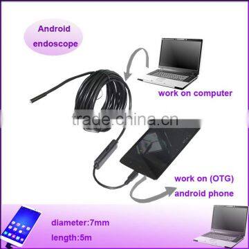 7mm dialength 5m waterproof 4led driver usb mini pinhole endoscope camera