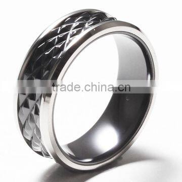 Stainless Steel Ring With Black Zirconium Inlaidmen's Black Titanium Ring photo-2