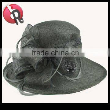 women gray sinamay church hats