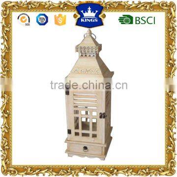 Garden wood candle lantern antique finish