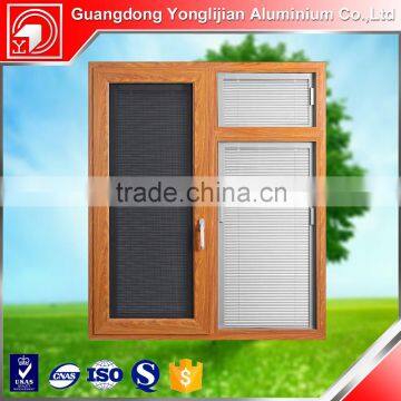Wood grain aluminium extrusion casement window with louver