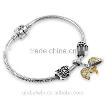 Wholesale Silver Curved Tube Beads Simple Heart Pattern Thai Silver Beads Pure 925 Charms for Bracelet Making STY008 photo-5