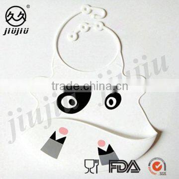 Lovely Carton Waterproof Soft Silicone Baby Bib With Food Pocket
