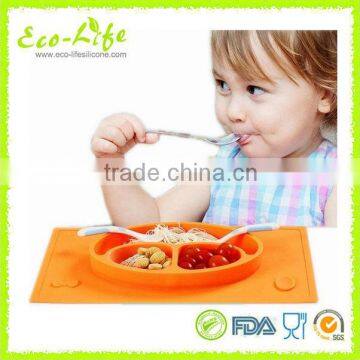 BPA Free SmileSilicone Baby Child Bowl Plate Mat, Health Dinning Bowl Tablemat for Kids