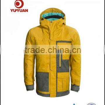 Hot sale!!Latest design men polyester waterproof stylish skiing jacket with hood