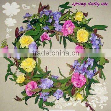 Artificial Plastic Flowers Wreath for Indoor Decoration,spring artificial flower wreaths