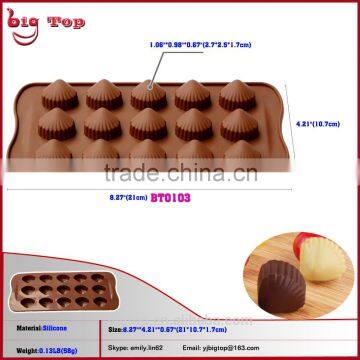BT0103 New 15 Cups Shell Shape Silicone Chocolate Mold Ice Cube Tray Molds Shell Shape Ice Tools Shell Shape Cake Mold
