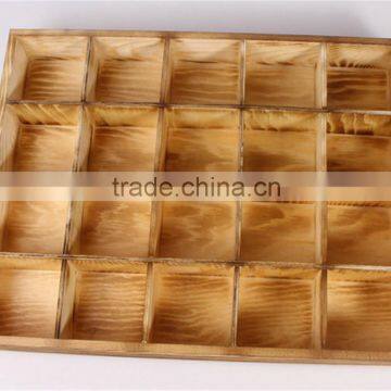 Burning Color Compartment Tray,wooden Rustic Tray,supermarket Wooden Tray photo-4