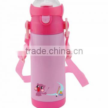 350ml double wall stainless steel vacuum thermal flask with strap