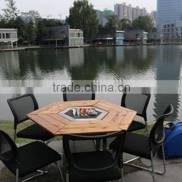 high quality china manufacturer AR-20161034 wood and steel grill table