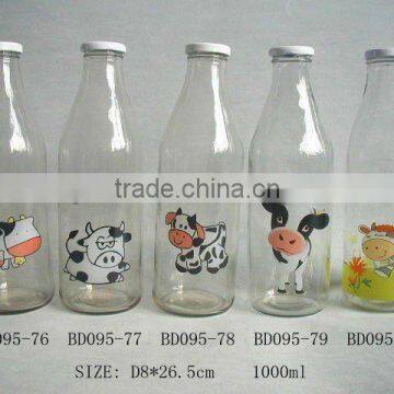1000ml glass bottle with decal