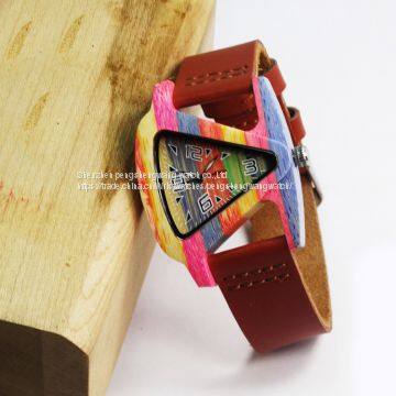 New Design Triangle Shape Colorful Bamboo Watches photo-2
