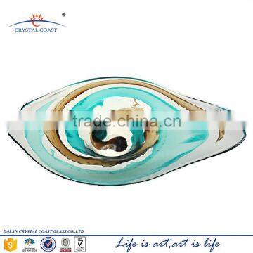 Decorative Hand Blown Art Glass Table Platter Plate Red Purple Wall Hanging Mount photo-2