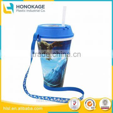 High Quality All in One Cup,Snacking And Drinking Cup Movie Cup with Lid and Straw, Plastic Cup Custom Logo