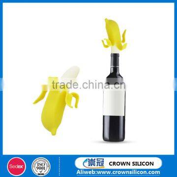 Amazing Design Banana Shape Fancy Silicone Wine Bottle Stopper Cover