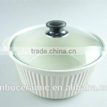 Small Cheap Ceramic Pots/ Soup Tureen Pot With Glass Lid & Handles Ceramic Stoneware photo-2