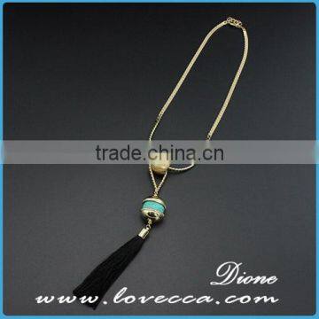 Natural Semi Precious Gemstone Necklace,tassel Necklace With Turquois Bead photo-3