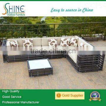 Modern L shape covered rattan furniture sofa C948-2