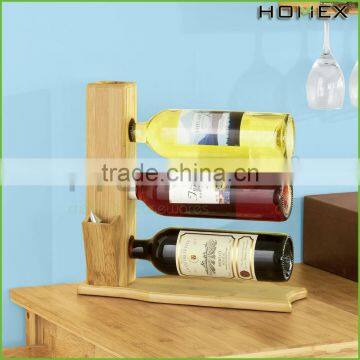 Free Standing Bamboo Wine Rack - Holds 3 Bottles Homex-BSCI photo-2