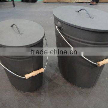 Set of 2 High Quality Wooden Handle Large Black coal hod/fire tools/BBQ Wood Collector/Portable Ash/coal Bucket/pails with lid