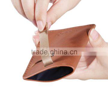 RFID Blocking Minimalist Front Pocket Wallet Wholesale Grain Leather Pull Tab Card Holder