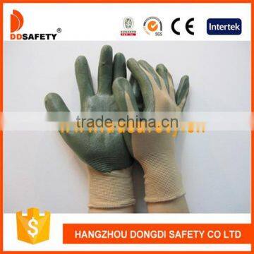 DDSAFETY Hot Sale In 2017 Jade Green Nitrile Coated Gloves With Nylon Liner