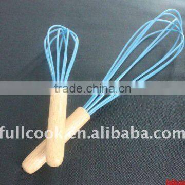 Silicone egg beater w/wooden handle