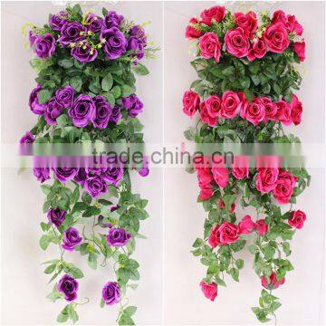 100CM 5Stems Artificial Rose Garland Wedding Party Decor Silk Flower Vine Garland photo-3