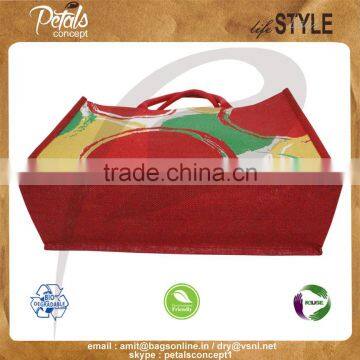 PP Laminated Jute Tote Bag With Padded Rope Handle With Three Color Print Two Side photo-5