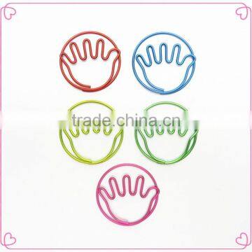 Unique colorful hand palm design paper clip promotional gifts