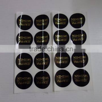 High quality customized gold stamping adhesive PVC sticker