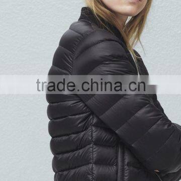 Outdoor Keep Warm Women Black Quited Feather Down Winter Coat photo-3