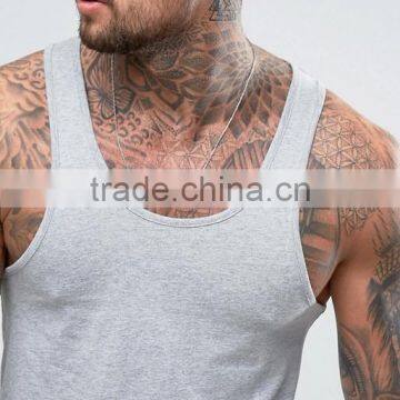 Cheapest New Design Custom Manufacture Grey Color Gym Wear Comfortable 100% Cotton Fashion Running Men's Tank Tops photo-3