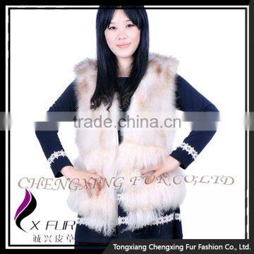 CX-G-B-244B Furs Supplier Russian Style Winter Raccoon Fur Vest For Women